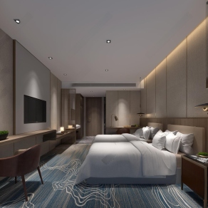 现代酒店客房3D模型下载